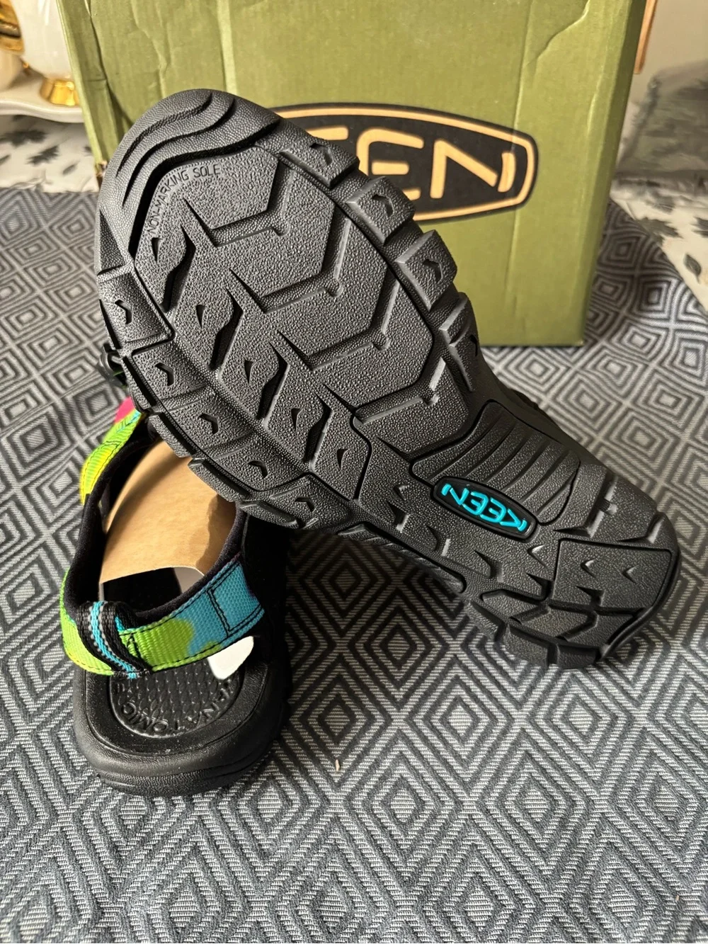 Keen Men's Black Sandals with Rainbow Straps